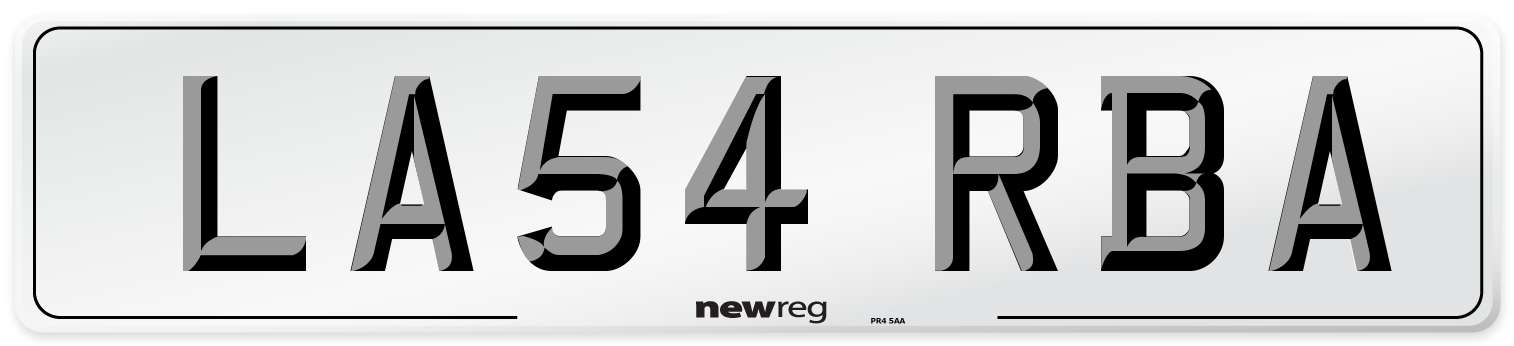 LA54 RBA Number Plate from New Reg